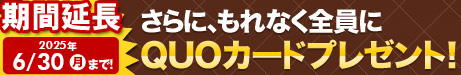 さらに、もれなく全員にQUOカードプレゼント！